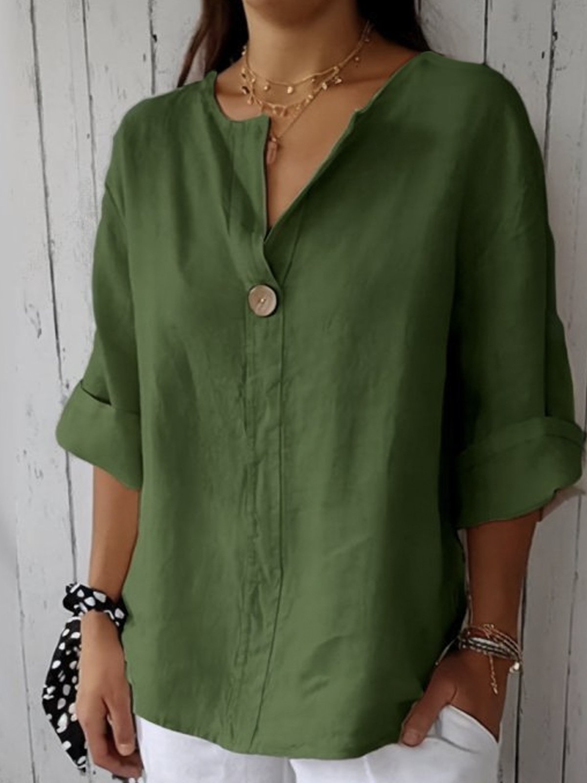 Calantha-Casual V-neck Blouse