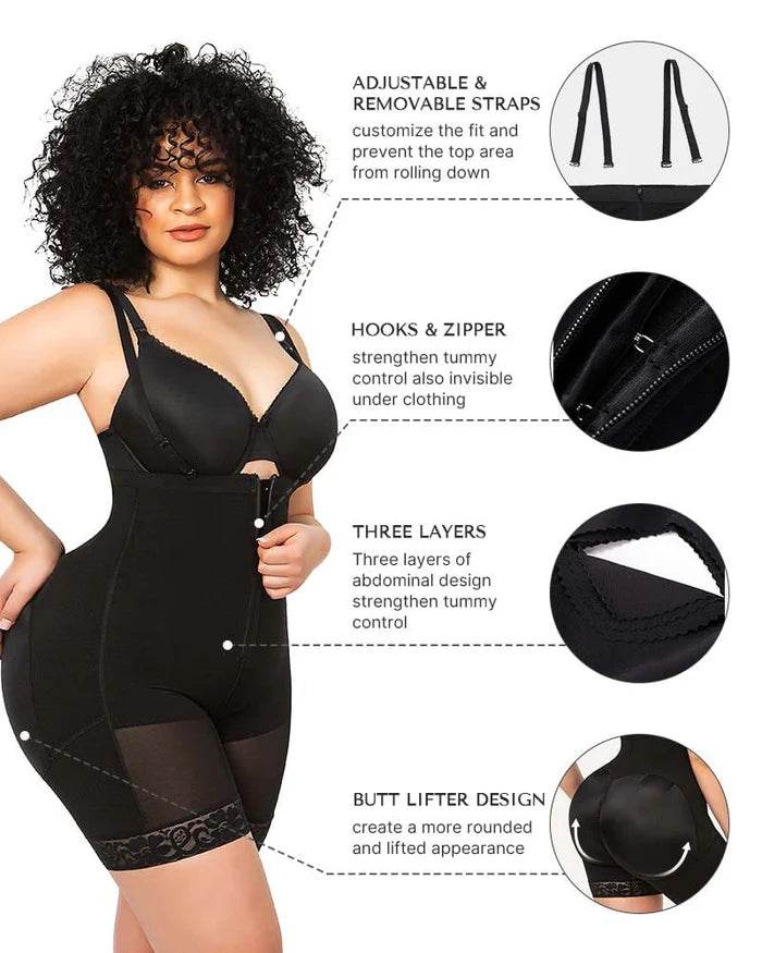 Firm Tummy Control Bodysuit with Butt Lifter