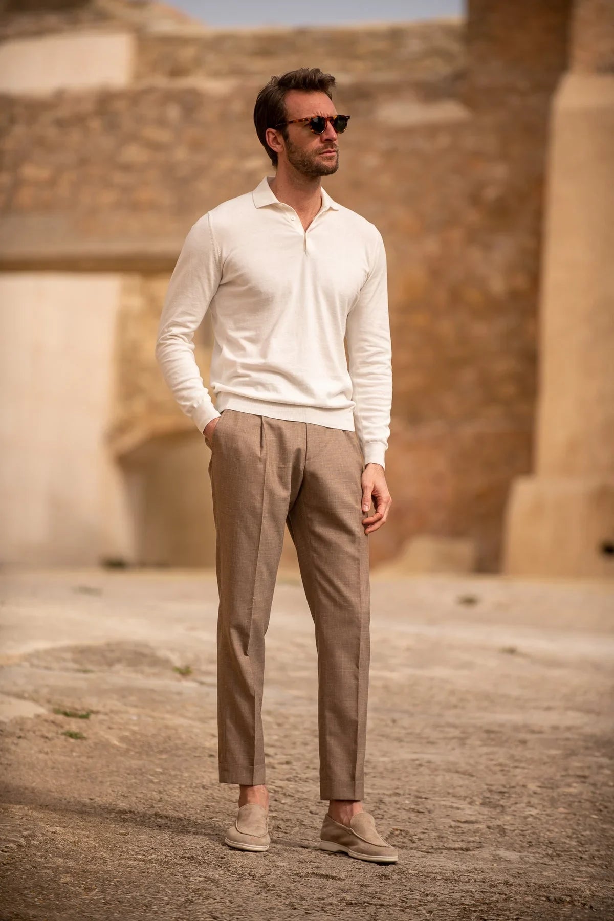 Men's Straight-Leg Solid Color Casual Trousers