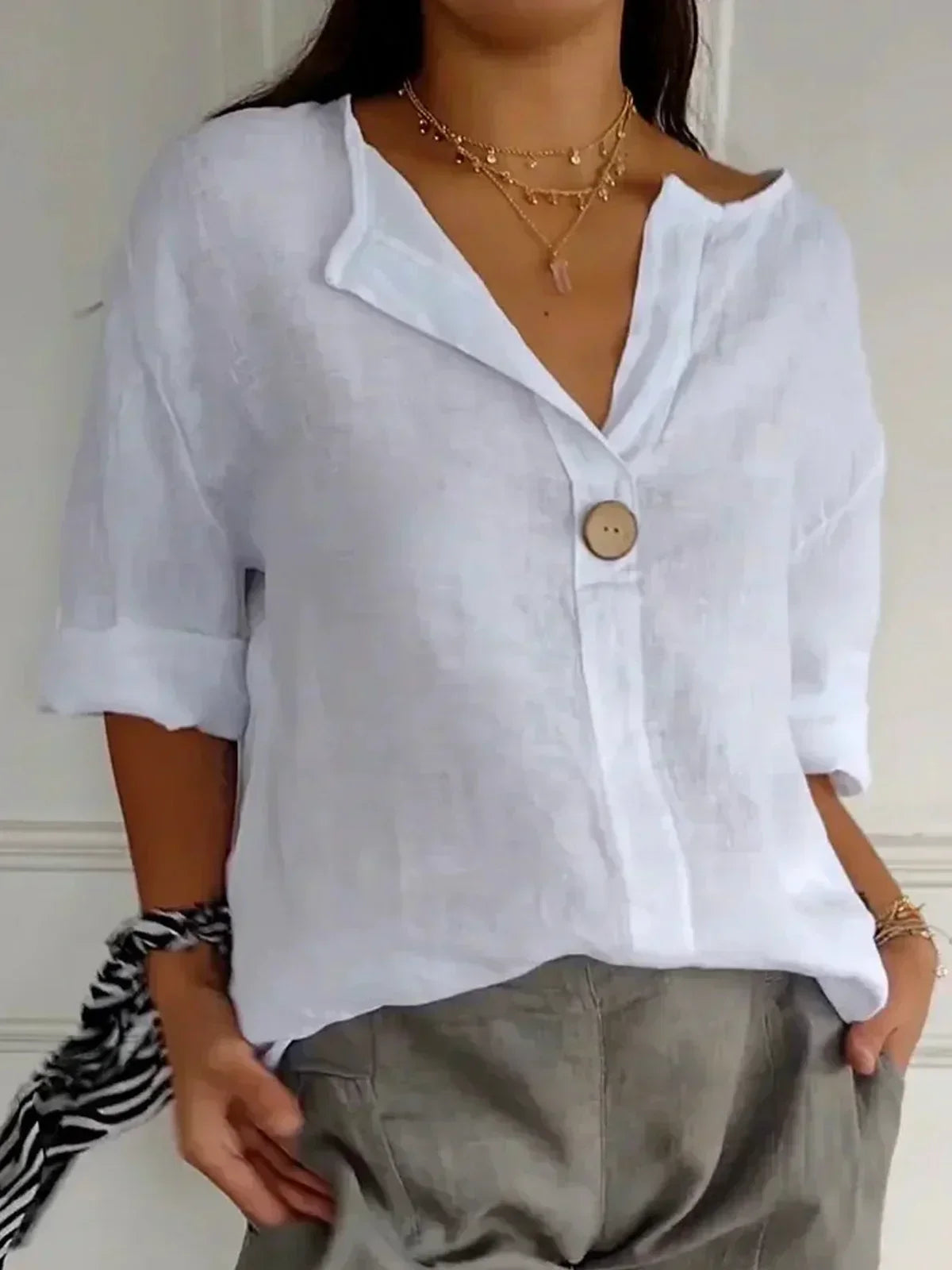 Calantha-Casual V-neck Blouse